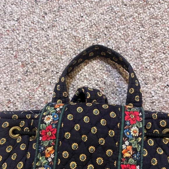 Vera Bradley Vintage Retired Floral Patterned Black Backpack - Picture 3 of 9